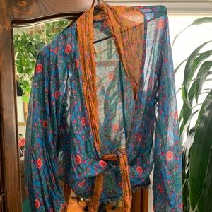 Natural Life Tie Front Short Kimono